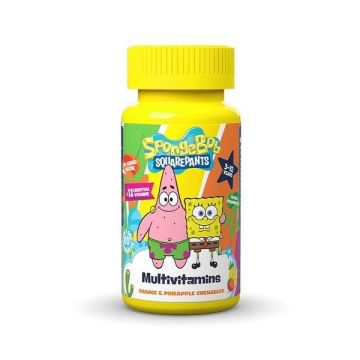 Health Fuel Spongebob Multivitamins Chewables Βιταμίνη Για Παιδιά 3-12 Ετών Με Γεύση Πορτοκάλι & Ανανά 60caps