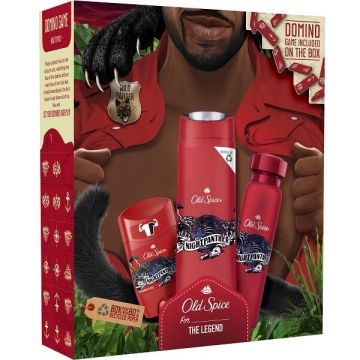 Old Spice Promo Pack Wild Explorer για Άνδρες με Αποσμητικό Στικ, 50ml & Αποσμητικό Σπρέι Night Panther, 150ml, Αφρόλουτρο Night Panther, 400ml & Δώρο Domino