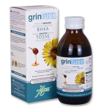 Aboca GrinTuss Adult Σιρόπι Ενηλίκων για Ξηρό & Παραγωγικό Βήχα, Προστατεύει Δημιουργώντας ένα Φιλμ Φραγμού, 180ml