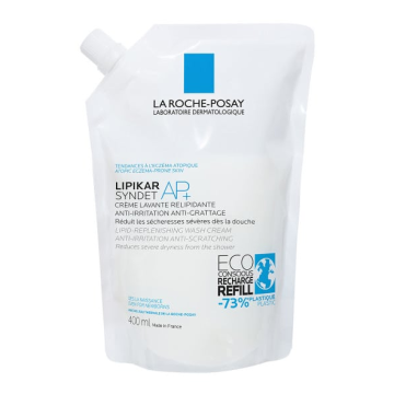 La Roche Posay Lipikar Syndet AP+ Refill Ανταλλακτικό Κρεμώδες Αφρόλουτρο για το Ξηρό Δέρμα Με Τάση Ατοπίας 400ml 