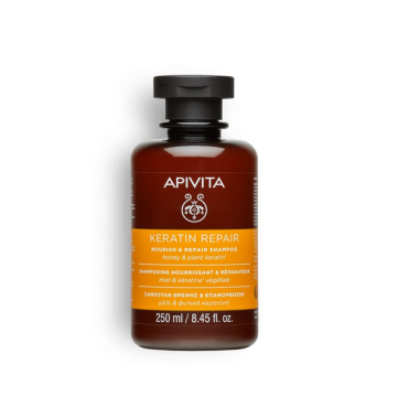 Apivita Keratin Repair Shampoo Honey & Plant Keratin Σαμπουάν Θρέψης & Επανόρθωσης για Ξηρά, Ταλαιπωρημένα Μαλλιά 250ml