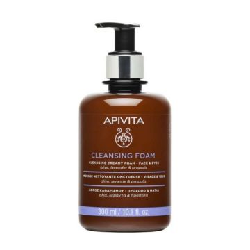 Apivita Cleansing Foam Face & Eyes Κρεμώδης Αφρός Καθαρισμού για Πρόσωπο & Μάτια με Ελιά & Λεβάντα 300ml