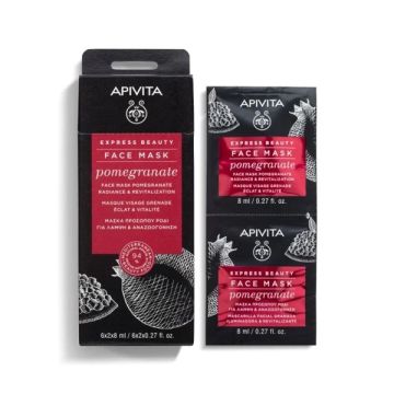 Apivita Express Beauty Face Mask με Ρόδι για Λάμψη & Αναζωογόνηση 2x8ml 