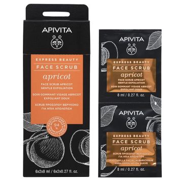 Apivita Express Beauty Apricot Face Scrub Gel Ήπιας Απολέπισης με βερύκοκo 2x8ml