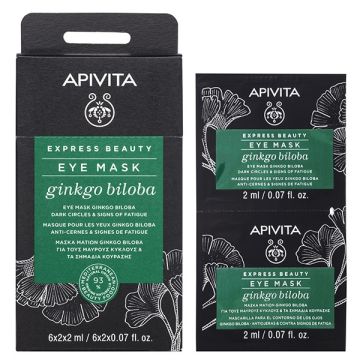 Apivita Ginkgo Biloba Eye Mask, Μάσκα Ματιών Για Μαύρους Κύκλους & Για Την Κούραση, 2 x 2ml