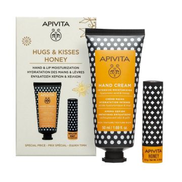 Apivita Promo Hugs & Kisses με Κρέμα Χεριών Εντατικής Ενυδάτωσης με Υαλουρονικό Οξύ & Μέλι 50ml + Honey Balm για Σκασμένα Χείλη 4.4g 1σετ