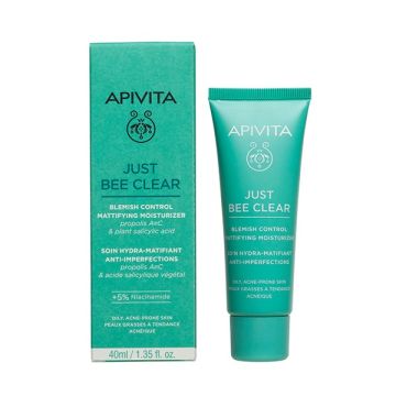 Apivita Just Bee Clear Κρέμα Κατά Των Ατελειών - Ενυδάτωση & Ματ Αποτέλεσμα με propolis AmC & φυτικό σαλικυλικό οξύ 40ml