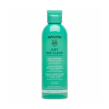 Apivita Just Bee Clear Λοσιόν Σσύσφιξης Πόρων - Εξυγιαίνει το Δέρμα με propolis AmC & φυτικό σαλικυλικό οξύ 200ml