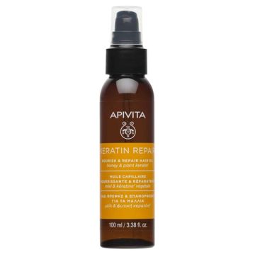 Apivita Keratin Repair Nourish & Repair Hair Oil Λάδι Θρέψης & Επανόρθωσης με Μέλι & Φυτική Κερατίνη 100ml