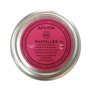 Apivita Blackberry & Propolis pastilles Παστίλιες για τον πονεμένο λαιμό με βατόμουρο & πρόπολη  45gr