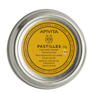 Apivita Pastilles Thyme & Honey Παστίλιες για τον πονεμένο λαιμό με μέλι & θυμάρι 45g