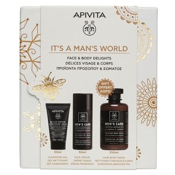 Apivita Promo It's a Man's World Σετ με Κρέμα Προσώπου & Ματιών 50ml, Gel Καθαρισμού για Πρόσωπο & Μάτια 50ml & Δώρο Σαμπουάν - Αφρόλουτρο 250ml