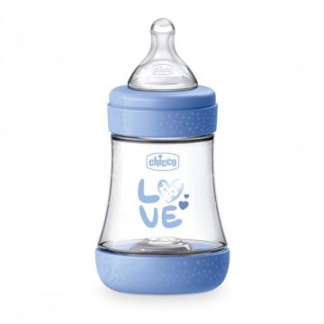 Chicco Perfect 5 Intui-Flow System 0m+ Πλαστικό Μπιμπερό κατά των Κολικών, 150ml Σιέλ Χρώμα