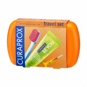 Curaprox Πορτοκαλί Travel Set Οδοντόβουρτσα, Μεσοδόντιο Βουρτσάκι Duo-Holder & Οδοντόκρεμα Be You
