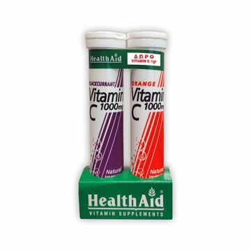 Health Aid Vitamin C 1000mg με Γεύση Φραγκοστάφυλο 20tabs + Δώρο Vitamin C 1000mg με Γεύση Πορτοκάλι 20tabs 