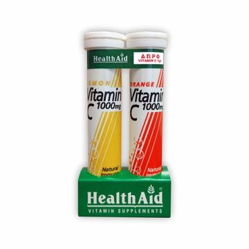 Health Aid Vitamin C 1000mg Με Γεύση Λεμόνι 20 Δισκία + Δώρο Vitamin C 1000mg Με Γεύση Πορτοκάλι 20