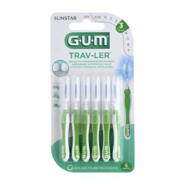 Gum Trav-ler Interdental Brush 1414 Μεσοδόντιο Βουρτσάκι 1.1mm Πράσινο 6τμχ
