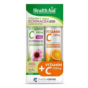 Health Aid Promo Pack Vitamin C 1000mg Echinacea Zinc 20tabs & Vitamin C 1000mg 20tabs