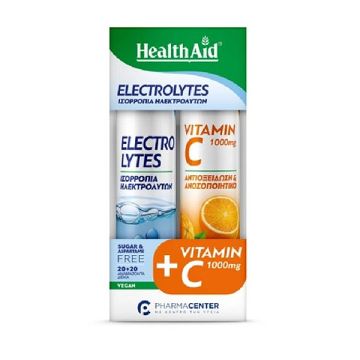 Health Aid Promo Pack Electrolytes 20 αναβρ. δισκία & Vitamin C 1000mg Γεύση Πορτοκάλι 20 αναβρ. δισκία 