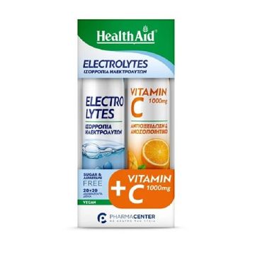 Health Aid Promo Pack Electrolytes 20 αναβρ. δισκία & Vitamin C 1000mg Γεύση Πορτοκάλι 20 αναβρ. δισκία 