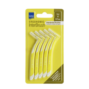 Intermed Ergonomic Interbrush Μεσοδόντια Βουρτσάκια Κίτρινο Size 4 - 0.7mm 5τεμ