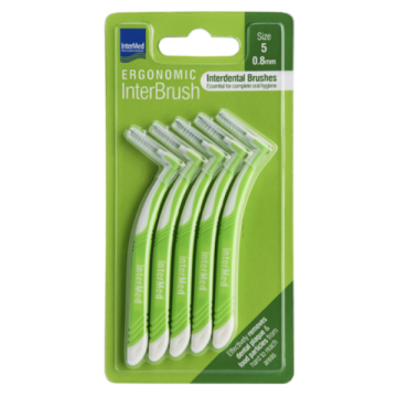 Intermed Ergonomic Interbrush Μεσοδόντια Βουρτσάκια Πράσινο Size 5 - 0.8mm, 5τεμ