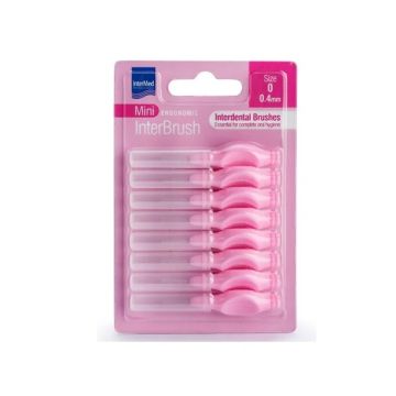 Intermed Ergonomic Mini Μεσοδόντια Βουρτσάκια με Λαβή Size 0 - 0.4mm Ροζ 8τεμ