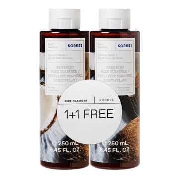 Korres 1+1 Δώρο Πακέτο Προσφοράς Renewing Body Cleanser Coconut Water Αφρόλουτρο Gel Νερό Καρύδας 2x250ml