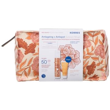 Korres Antiageing & Antispot Suncare Ritual με Red Grape Sheer Glow Daily Sunscreen Face Cream Αντηλιακή Κρέμα Προσώπου SPF 50, 50ml & Δώρο Black Pine Primus Wrinkle Defying Day Cream Κρέμα Ημέρας, 20ml & Νεσεσέρ