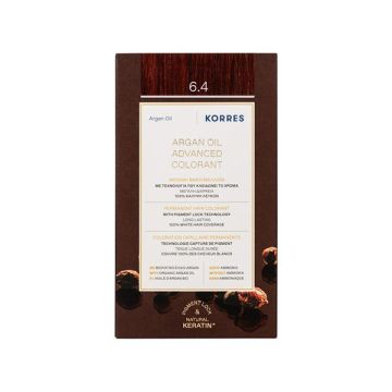 Korres Argan Oil Advanced Colorant 6.4 Ξανθό Σκούρο Χάλκινο Μόνιμη Βαφή Μαλλιών με Τεχνολογία Pigment Lock που κλειδώνει το Χρώμα