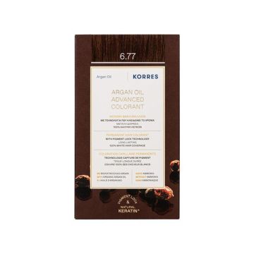 Korres Argan Oil Advanced Colorant 6.77 Πραλίνα Μόνιμη Βαφή Μαλλιών με Τεχνολογία Pigment Lock που κλειδώνει το Χρώμα