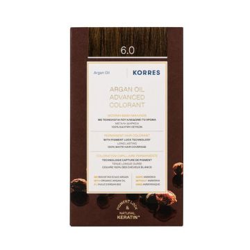 Korres Argan Oil Advanced Colorant 6.0 Ξανθό Σκούρο Φυσικό Μόνιμη Βαφή Μαλλιών με Τεχνολογία Pigment Lock που κλειδώνει το Χρώμα 145ml
