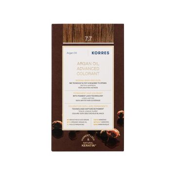 Korres Argan Oil Advanced Colorant 7.7 Μόκα Μόνιμη Βαφή Μαλλιών με Τεχνολογία Pigment Lock που κλειδώνει το Χρώμα
