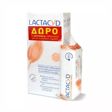 Lactacyd Intimate Washing Lotion για την Ευαίσθητη Περιοχή 300ml + ΔΩΡΟ Intimate Wipes Υγρά Μαντηλάκια Καθαρισμού Ευαίσθητης Περιοχής 15 τεμάχια