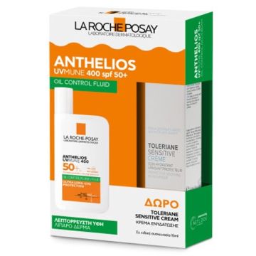 La Roche-Posay Promo Anthelios UVMune 400 Oil Control Fluid Spf50+ 50ml + Toleriane Moisturiser Sensitive Cream 15ml