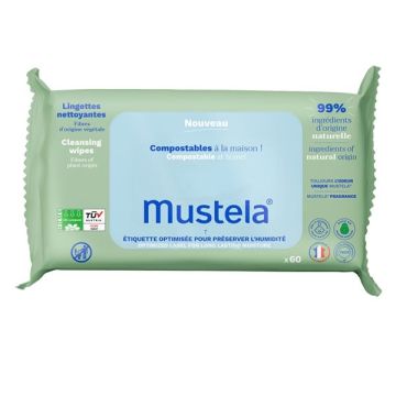 Mustela Cleansing Wipes Eco-Responsible Υγρά Μαντηλάκια Καθαρισμού Οικιακής Κομποστοποίησης 60τεμ