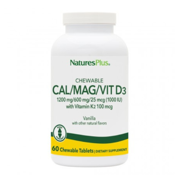 Natures Plus Cal/Mag/Vit D3/Vit K2 Vanilla 60chew.tabs