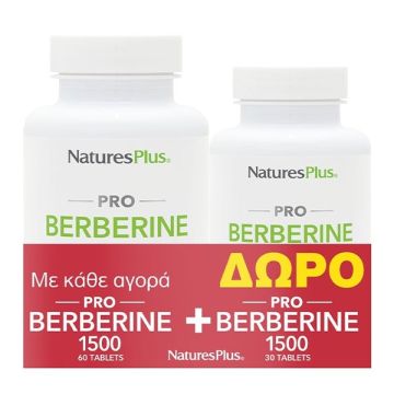 Natures Plus Promo Pro Berberine 1500mg 60tabs + Δώρο Pro Berberine 1500mg 30tabs