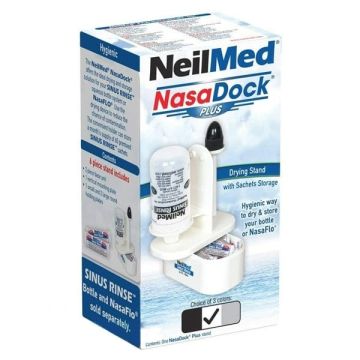 NeilMed NasaDock Plus Drying Stand with Sachet Storage Βάση Υγιεινής Αποθήκευσης Συσκευής Ρινικών Πλύσεων