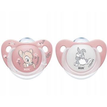 Nuk Ορθοδοντικές Πιπίλες Σιλικόνης Disney Bambi Ροζ 6-18 μηνών 2τμχ 