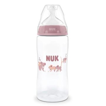 Nuk Μπιμπερό Πλαστικό First Choice Plus PP με Θηλή Σιλικόνης & Ένδειξη Θερμοκρασίας Μαϊμού 3m+ 300ml