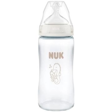 Nuk Μπιμπερό Πλαστικό First Choice Plus PP με Θηλή Σιλικόνης & Ένδειξη Θερμοκρασίας Ιππόκαμπος 3m+ 300ml