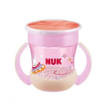 NUK Evolution Mini Magic Cup Night Μωβ Με Χείλος Και Καπάκι 6+, 160ml 