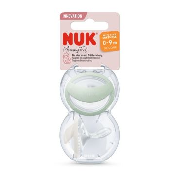 NUK Mommy Feel Πιπίλα σιλικόνης 0-9 μηνών Πράσινο/Λευκό 2 τεμάχια
