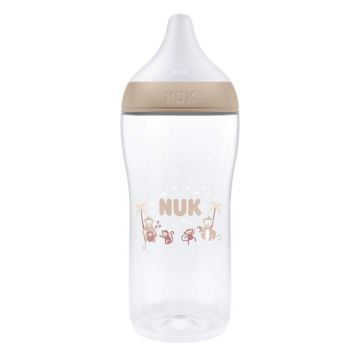 NUK Perfect Match Μπιμπερό Πλαστικό 6m+με θηλή σιλικόνης 360ml Χρώμα Μπεζ 1τμχ