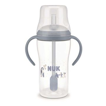 NUK Perfect Match Εκπαιδευτικό Ποτήρι Πιγκουίνος με Καλαμάκι Σιλικόνης 8m+ 260ml