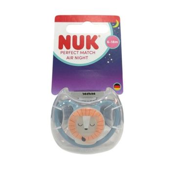 NUK Perfect Match Air Night Πιπίλα Σιλικόνης Λιονταράκι με Θήκη για 6-18m 1τμχ