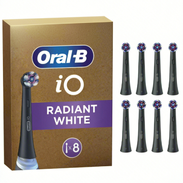Oral-B iO Radiant White Black Ανταλλακτικές Κεφαλές Ηλεκτρικής Οδοντόβουρτσας 8τεμ