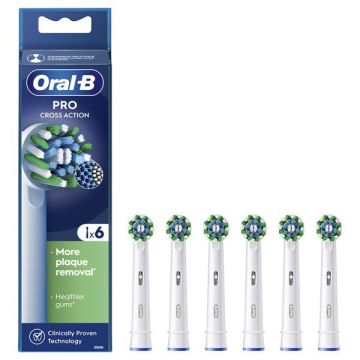 Oral-B Pro CrossAction White Ανταλλακτικές Κεφαλές Ηλεκτρικής Οδοντόβουρτσας 6τεμ