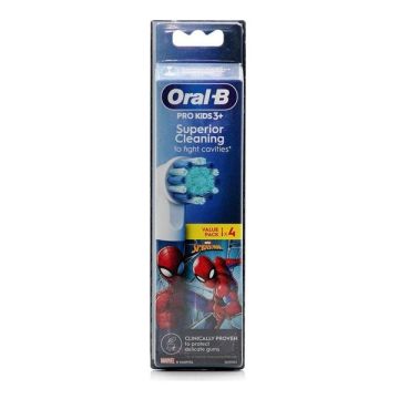 Oral-B Pro Kids Superior Cleaning Spiderman Ανταλλακτικές Κεφαλές Παιδικής Ηλεκτρικής Οδοντόβουρτσας 4 τμχ